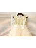 Gold Sequin Champagne Ruffled Tulle Cute Flower Girl Dress